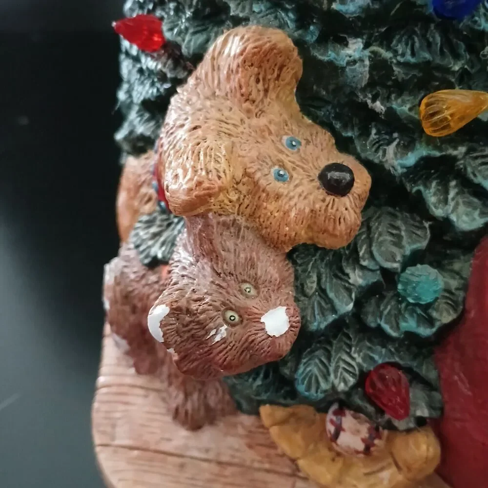 Vintage Wee Crafts Ceramic Light Up Santa & Christmas Tree Toy Bag Figurine